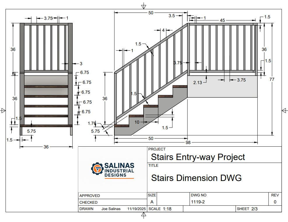Stairway Dimensioned DWG